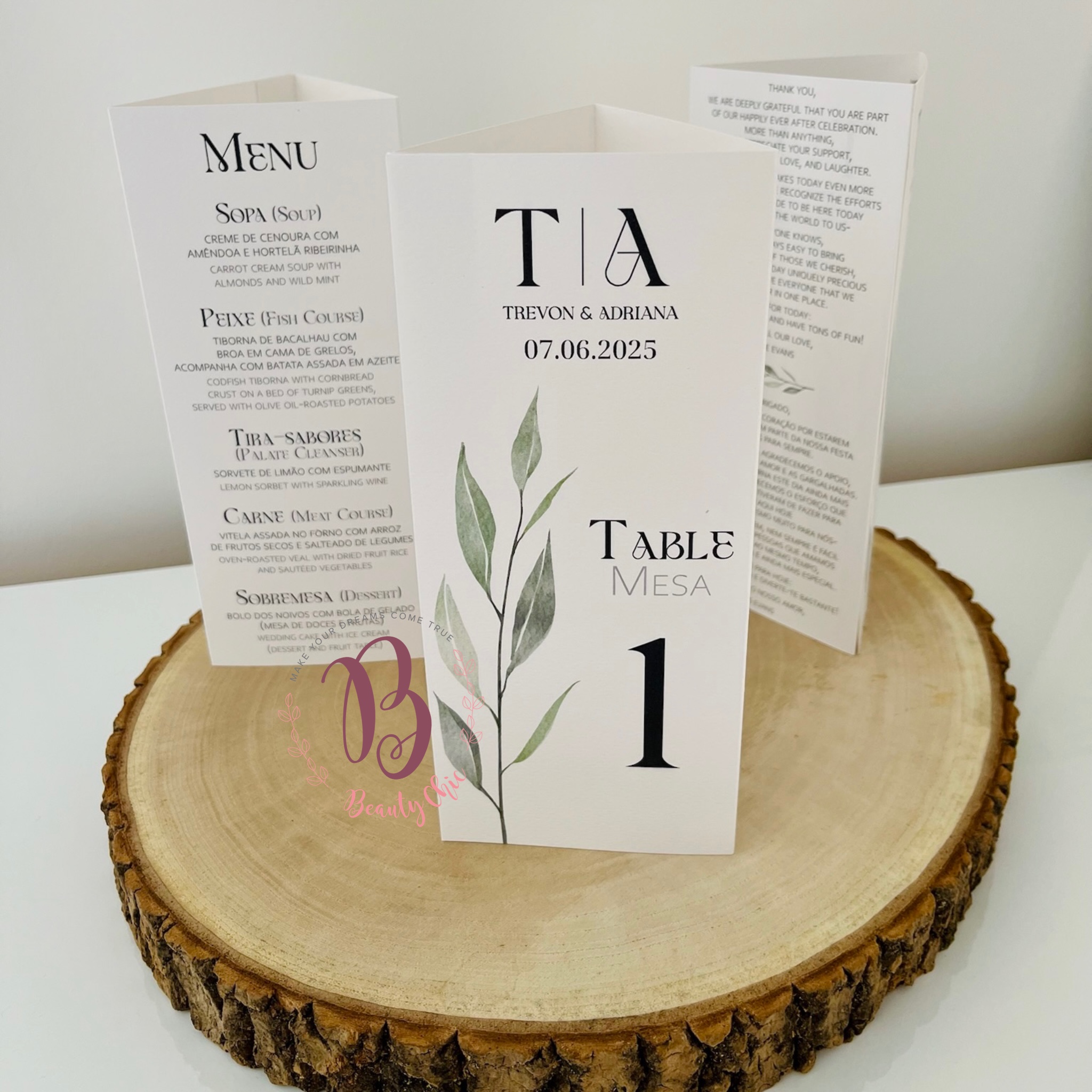 Ementa com marcador de mesa